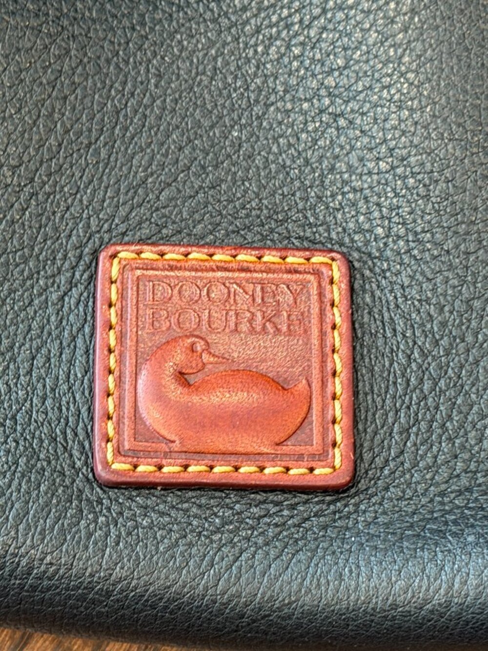 Dooney & Bourke Vintage Pebble Leather Satchel Bag | Black/Tan - Picture 11 of 16